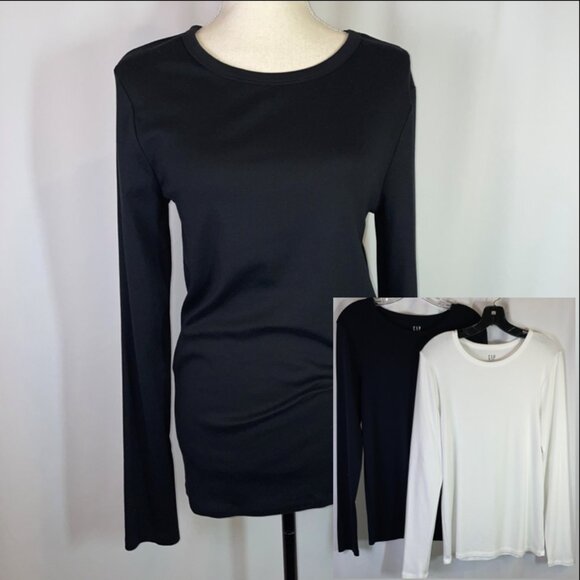 T-shirt Manches Longues Gap Rayé Gris Et Blanc Taille L Femme - Occasion Très Bon état